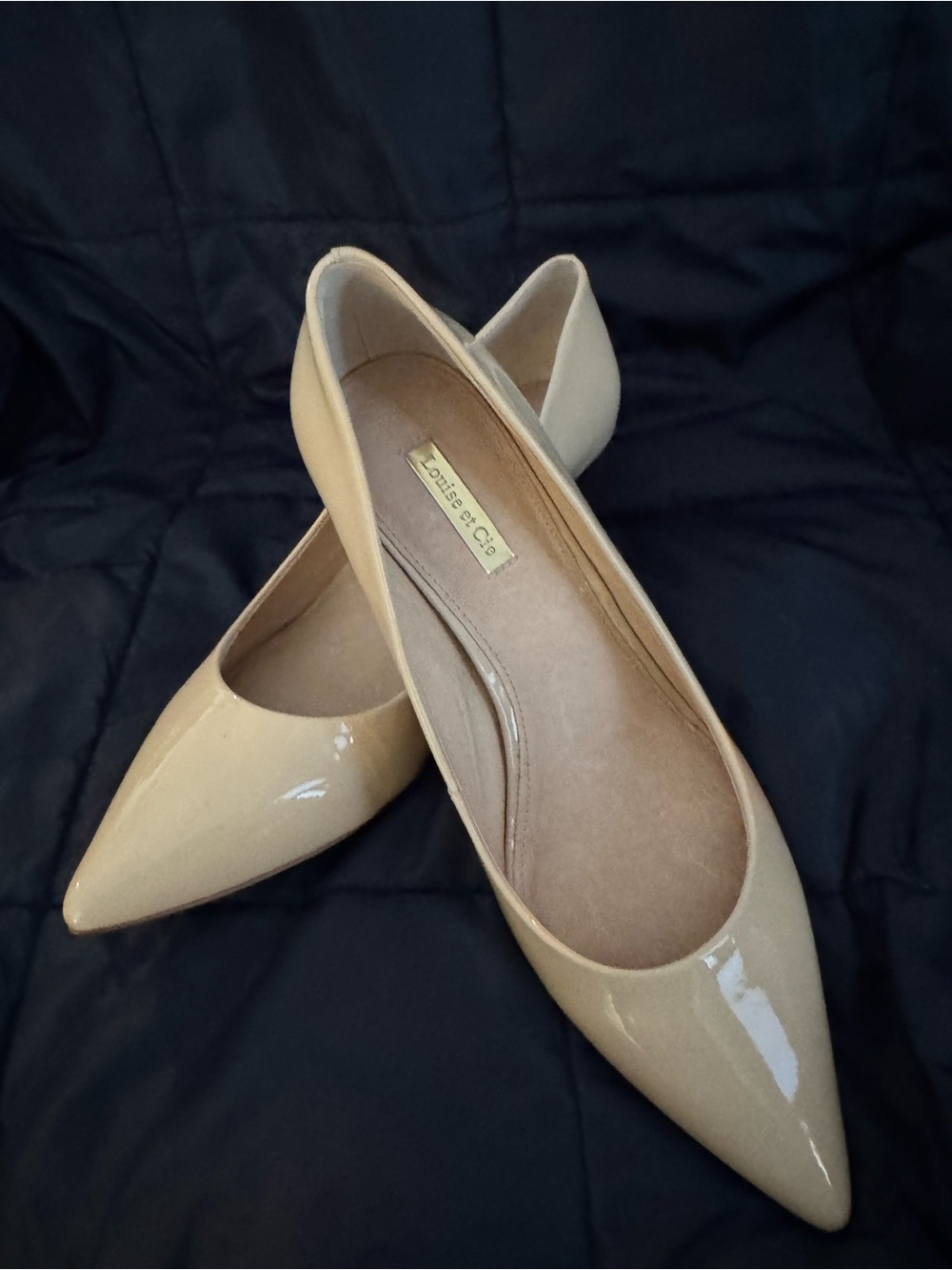 Louise et Cie Beige Patent Pointed Toe Flats